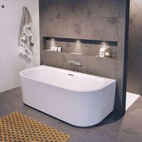 Ligbad Halfvrijstaand Riho Desire B2W Back To Wall 180x84x60 Acryl Glans Wit met Fall Overloop Incl. Sifon & Pootset - thumbnail