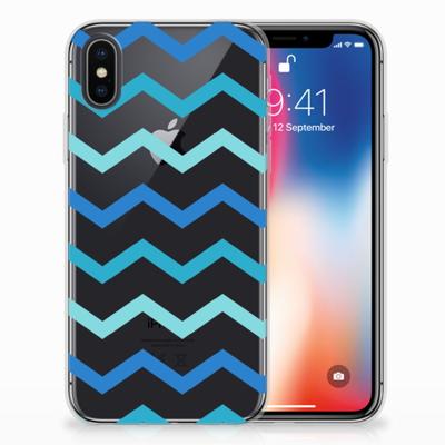 Apple iPhone X | Xs | TPU bumper | Zigzag Blauw