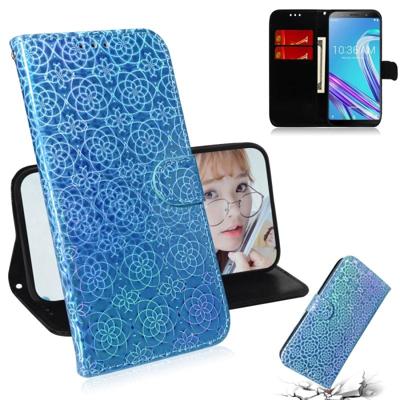 Voor de Zenfone Max Pro (M1) ZB601KL effen kleur kleurrijke magnetische Buckle horizontale Flip PU lederen draagtas met houder & kaartsleuven & portem