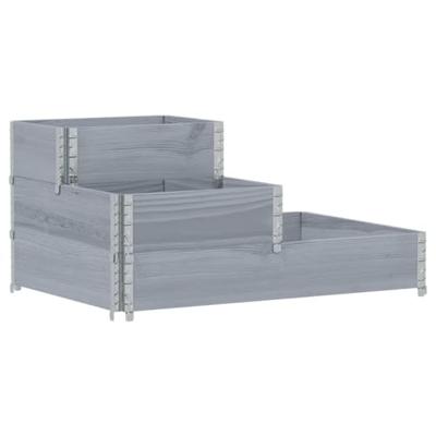Verhoogde plantenbak 3-laags 120x80 cm massief grenenhout grijs Verhoogde plantenbak 3-laags 120x80 cm massief grenenhout grijs