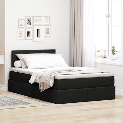 Opbergbed met LED met matras Zwart 120 x 190 cm Polyester