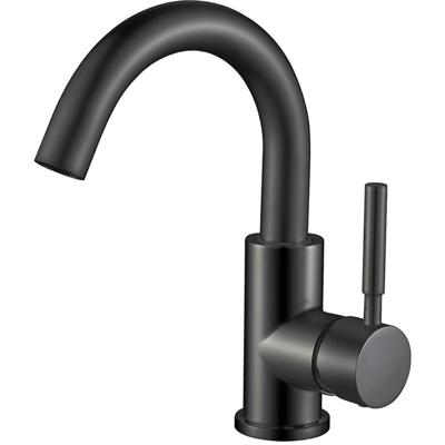 Stijlvolle Mat Zwarte Wastafelmengkraan - Rond Design - Opbouw