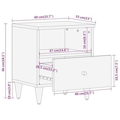 Nachtkastjes 2 st 40x33x46 cm massief mangohout