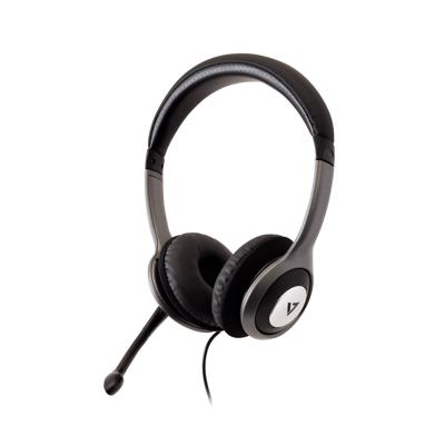 V7 HU521 Deluxe USB Stereo Hoofdtelefoon met Microfoon Zwart/Grijs