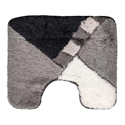Wicotex toiletmat 50 x 60 cm zwart/wit/grijs geblokt