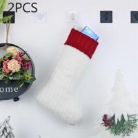2 stuks CX20221 kerst wol breien sok Gift Bag kerstboom hanger decoratie (wit) - thumbnail