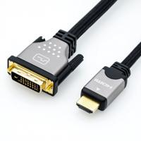 ROLINE Monitorkabel DVI (24+1) - HDMI, M/M, zwart / zilver, 2 m - thumbnail