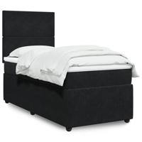 Boxspring met matras fluweel zwart 90x190 cm - thumbnail