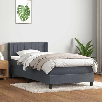 Boxspring met matras fluweel donkergrijs 80x220 cm