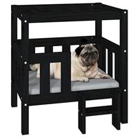 VidaXL Hondenmand 65,5x43x70 cm massief grenenhout zwart - thumbnail