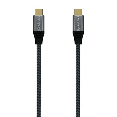 AISENS USB 2.0 kabel aluminium 5A 100W E-MARK - USB-C/M-USB-C/M - 2.0M - grijs