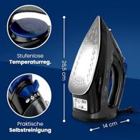 Clatronic DB 3703 Stoomstrijkijzer Zwart, Blauw 1800 W - thumbnail