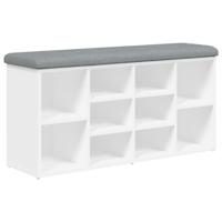 Schoenenbank Wit 102x32x50 cm Bewerkt Hout - thumbnail