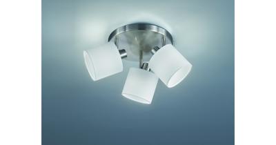 Trio PlafondspotTommy 3-lichts RVS met wit - R80333901