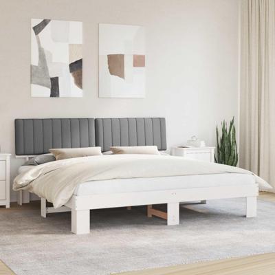 Bedframe met Gevoerd Hoofdgedeelte Lichtgrijs 200 x 200 cm