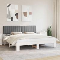 Bedframe met Gevoerd Hoofdgedeelte Lichtgrijs 200 x 200 cm - thumbnail