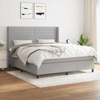 Boxspring met matras stof lichtgrijs 180x200 cm - thumbnail