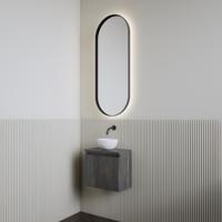 Fonteinset | BWS Leto | Zwart Eiken | Waskom Mat Wit - thumbnail