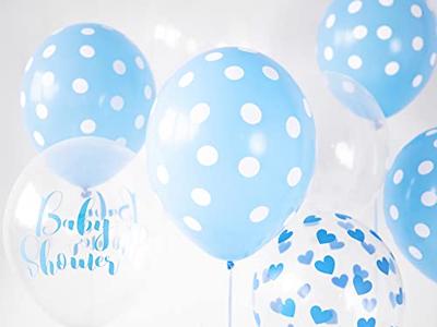 Ballon baby blauw pastel met witte stippen 6 stuks