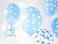 Ballon baby blauw pastel met witte stippen 6 stuks - thumbnail