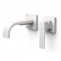 Wastafelmengkraan Inbouw Tres Slim Exclusive 2 Delen Gebogen Uitloop en Lange Hendel Mat Wit Tres - thumbnail