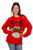 Foute Kersttrui Rood Met Rendier - thumbnail