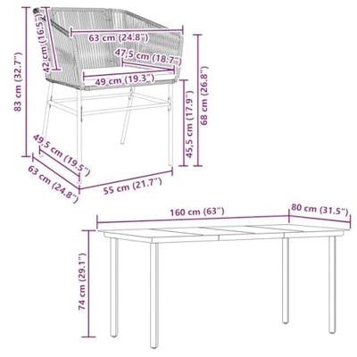 5-delige Tuinset met kussens poly rattan glas grijs - thumbnail