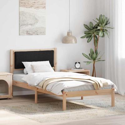 Bedframe met hoofdeinde Zwart 100 x 200 cm Massief grenenhout
