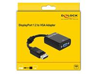 Delock 61848 DisplayPort / VGA Adapter [1x DisplayPort stekker - 1x VGA-bus] Zwart Met Ferrietkern 12 cm - thumbnail