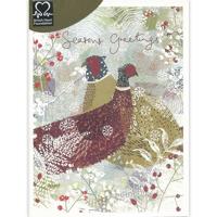 Kerstkaart - Twee Fazanten (Set van 5) - thumbnail