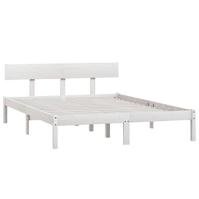 Bedframe massief grenenhout wit 135x190 cm 4FT6 Double