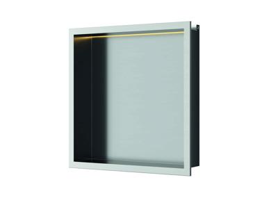 Inbouwnis Luca Sanitair 30x30x6,5 cm RVS Geborsteld Nikkel + LED verlichting Geborsteld Nikkel Luca Sanitair Inbouwnis Luca Sanitair 30x30x6,5 cm RVS Geborsteld Nikkel + LED verlichting Geborsteld Nikkel Luca Sanitair