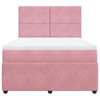 Boxspring met matras fluweel roze 160x200 cm - thumbnail