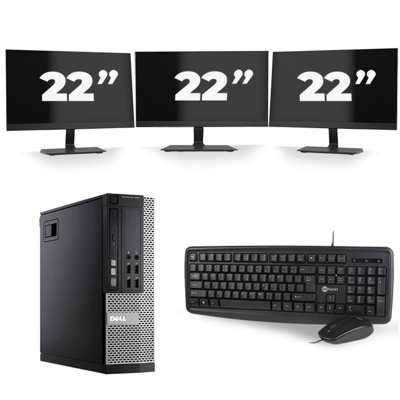 Dell Optiplex 990 Desktop - Intel Core i3-2e Generatie - 8GB RAM - 256GB SSD - Windows 10 + 3x 22 inch Monitor