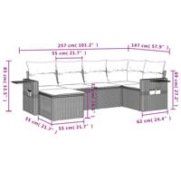 6-delige Loungeset met kussens poly rattan beige - thumbnail