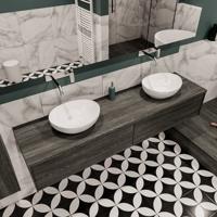 Mondiaz Lush Barco badmeubel eiken Dark brown 180 cm 2 lades mdf 2 waskommen beide zijden zonder kraangat - thumbnail