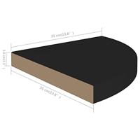 Hoekschappen zwevend 4 st 35x35x3,8 cm MDF zwart - thumbnail