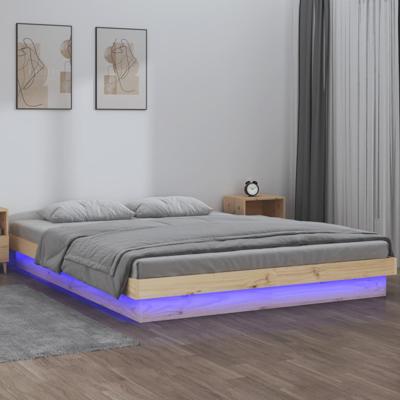Bedframe LED massief hout 135x190 cm Double Bedframe LED massief hout 135x190 cm Double