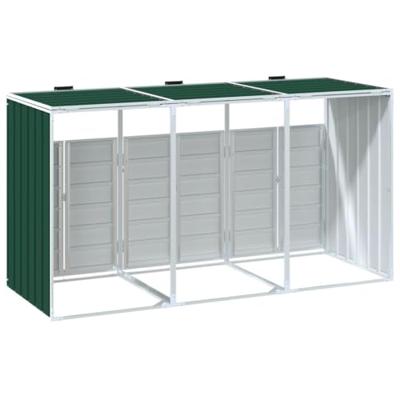 Containerberging voor 3 containers 216x81x115 cm staal groen Containerberging voor 3 containers 216x81x115 cm staal groen