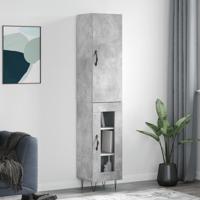 Hoge kast 34,5x34x180 cm bewerkt hout betongrijs - thumbnail
