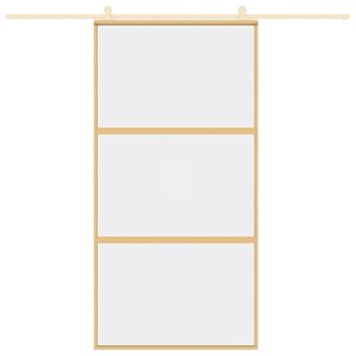 Schuifdeur 102,5x205 cm helder ESG-glas en aluminium goudkleur