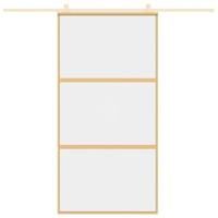 Schuifdeur 102,5x205 cm helder ESG-glas en aluminium goudkleur - thumbnail