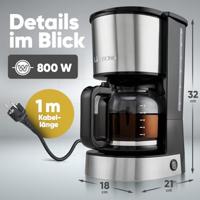 Clatronic KA 3808 Koffiezetapparaat RVS Capaciteit koppen: 12 Warmhoudfunctie, Glazen kan - thumbnail