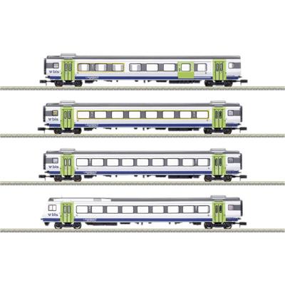 MiniTrix 18293 N set van 4 personenrijtuigen GoldenPassLine van de BLS MiniTrix 18293 N set van 4 personenrijtuigen GoldenPassLine van de BLS