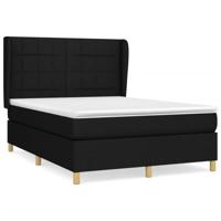 Boxspring met matras stof zwart 140x190 cm - thumbnail
