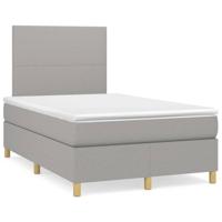 Boxspring met matras stof lichtgrijs 120x200 cm - thumbnail
