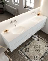 Mondiaz Vica 200cm badmeubel clay 4 lades wastafel Moon dubbel zonder kraangat - thumbnail