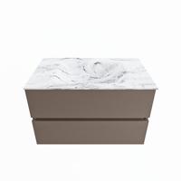 MONDIAZ VICA-DLUX 80cm badmeubel onderkast Smoke 2 lades. Inbouw wastafel CLOUD midden zonder kraangat, kleur Glace. - thumbnail