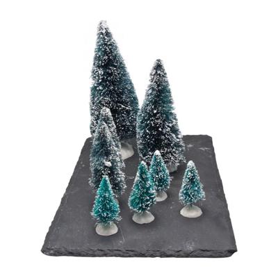Mini everlands kunstkerstboompjes set van 8