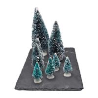 Mini everlands kunstkerstboompjes set van 8 - thumbnail
